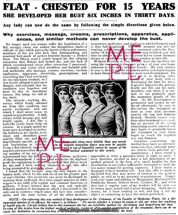 : Bust Enhancement Advertisement, 1916 : Bust Enhancement Advertisement, 1916