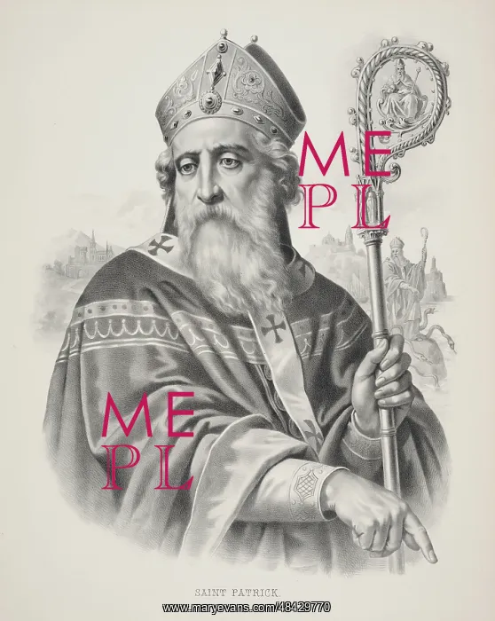 : A bust-length portrait of Saint Patrick dressed : A bust-length portrait of Saint Patrick dressed