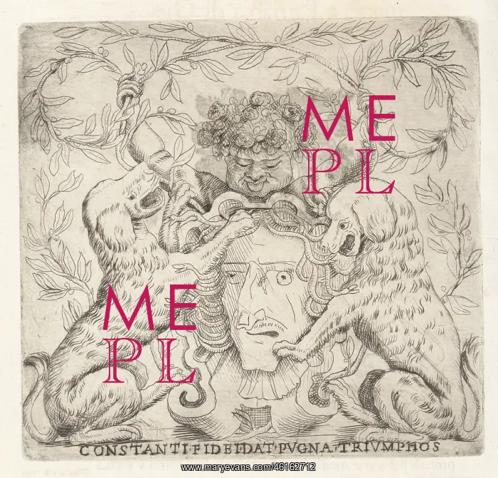: Bust of a man with rose-crowned putto holding : Bust of a man with rose-crowned putto holding