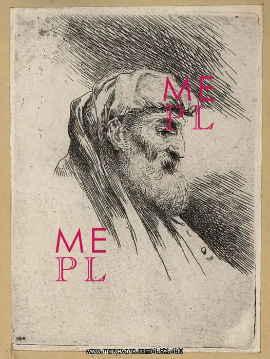 : Bust of an old man with beard, wearing a turban : Bust of an old man with beard, wearing a turban