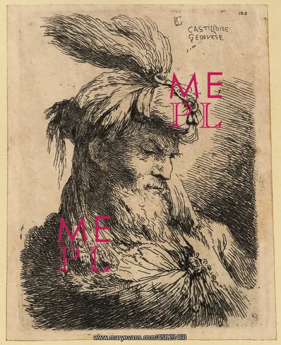 : Bust of an old man looking down, bearded, wearing : Bust of an old man looking down, bearded, wearing