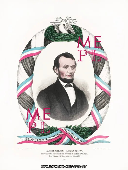 : A bust portrait of Abraham Lincoln surrounded : A bust portrait of Abraham Lincoln surrounded