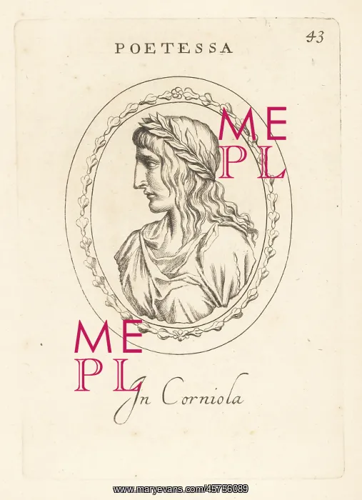 : Bust profile of a poetess in cornelian : Bust profile of a poetess in cornelian