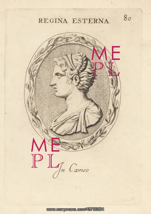 : Bust of a queen in red on white cameo : Bust of a queen in red on white cameo