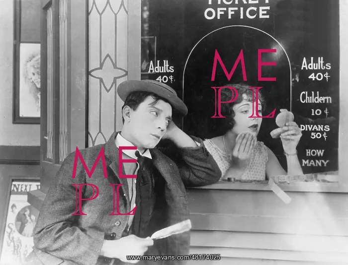 : Buster Keaton (left) in Sherlock Junior, 1924 : Buster Keaton (left) in Sherlock Junior, 1924