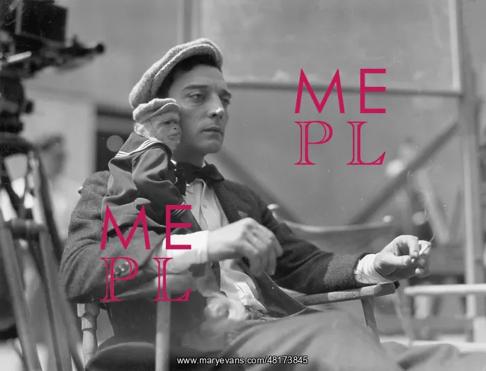 : Buster Keaton with monkey, 1928 : Buster Keaton with monkey, 1928