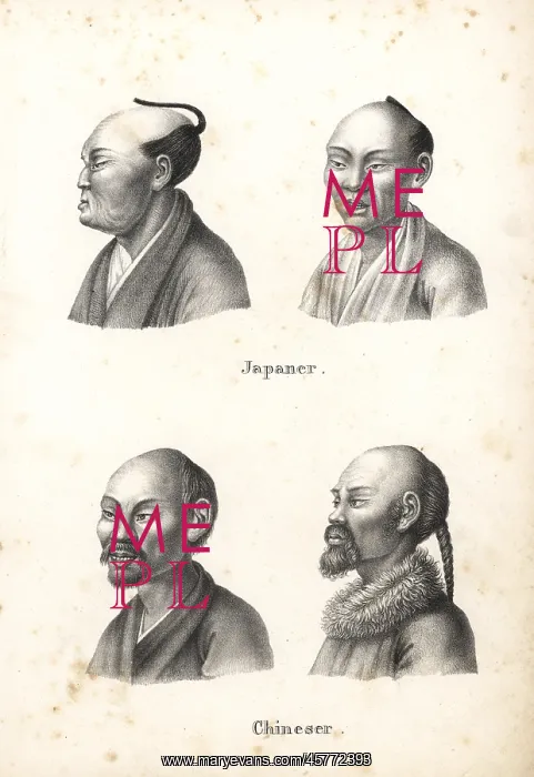 : Busts of Japanese and Chinese men : Busts of Japanese and Chinese men