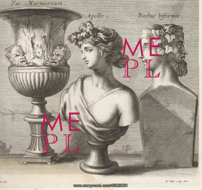  : Busts of mythical gods Apollo and Bacchus