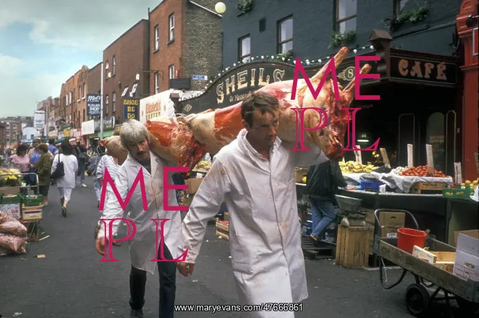 : Butchers in street, Dublin : Butchers in street, Dublin