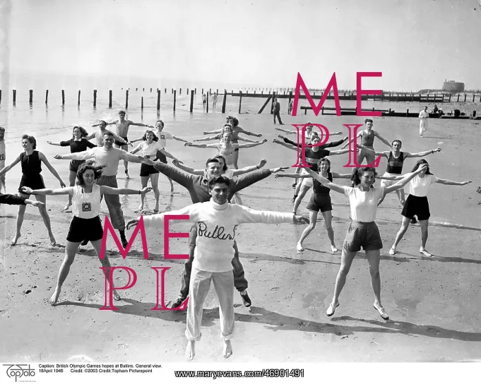 : Butlins, Beach, Sea, Sand, Exercise, Group, Men, Women : Butlins, Beach, Sea, Sand, Exercise, Group, Men, Women