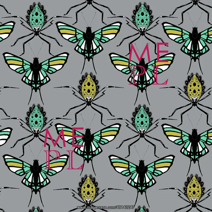  : Butterflies and bugs repeating pattern design