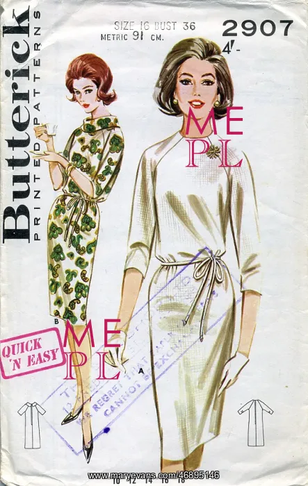 : Butterick pattern for ladies smart day dresses, circa 1950s : Butterick pattern for ladies smart day dresses, circa 1950s