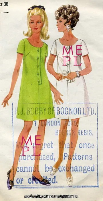 : Butterick pattern for ladies summer dresses, 1960s : Butterick pattern for ladies summer dresses, 1960s