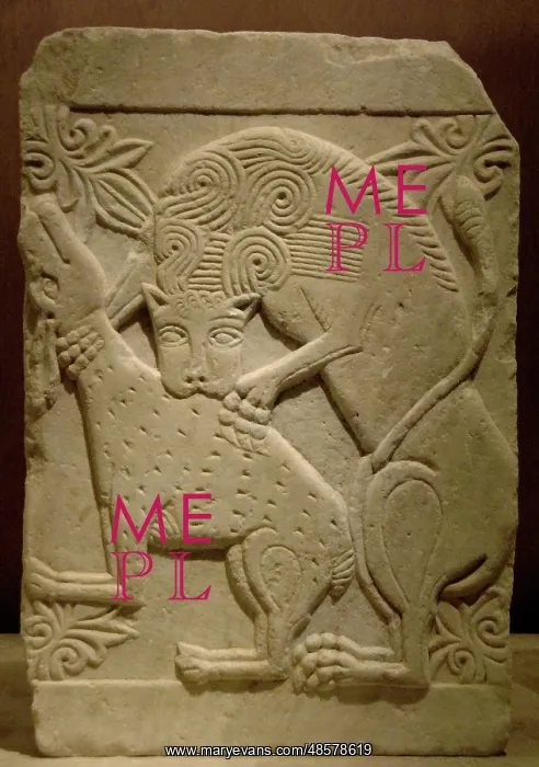  : Byzantine relief. Marble slab with a lion devouring a deer