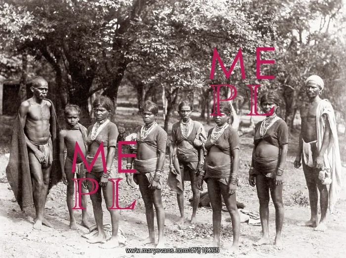 : c. 1880s India - group of hill people : c. 1880s India - group of hill people