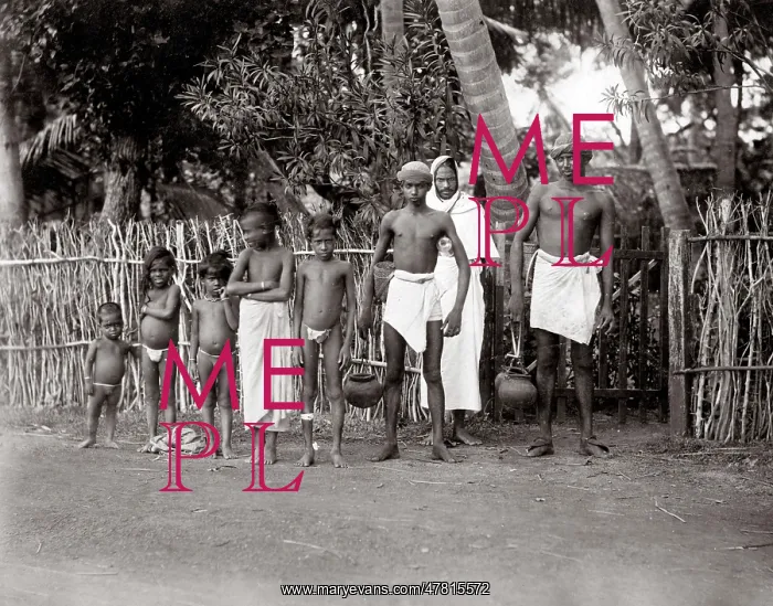  : c. 1880s India - group of men and boys with pots