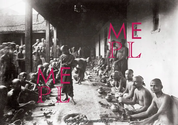 : c. 1880s India - men at a meal - monastery? : c. 1880s India - men at a meal - monastery?