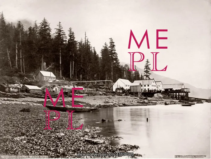 : c. 1880s Inverness fish cannery, Keena River, BC Canada : c. 1880s Inverness fish cannery, Keena River, BC Canada