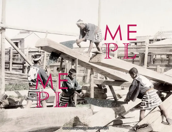  : c. 1880s Japan - carpenters at work