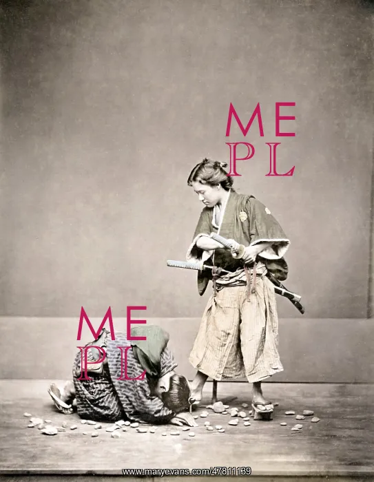 : c. 1880s Japan - samurai swords and servant (?)