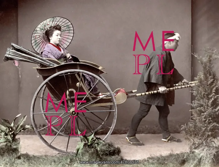  : c. 1880s Japan - woman in a rickshaw