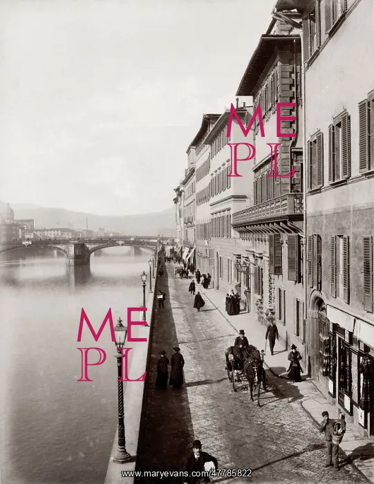 : c.1880s Italy - along the river Arno Florence : c.1880s Italy - along the river Arno Florence