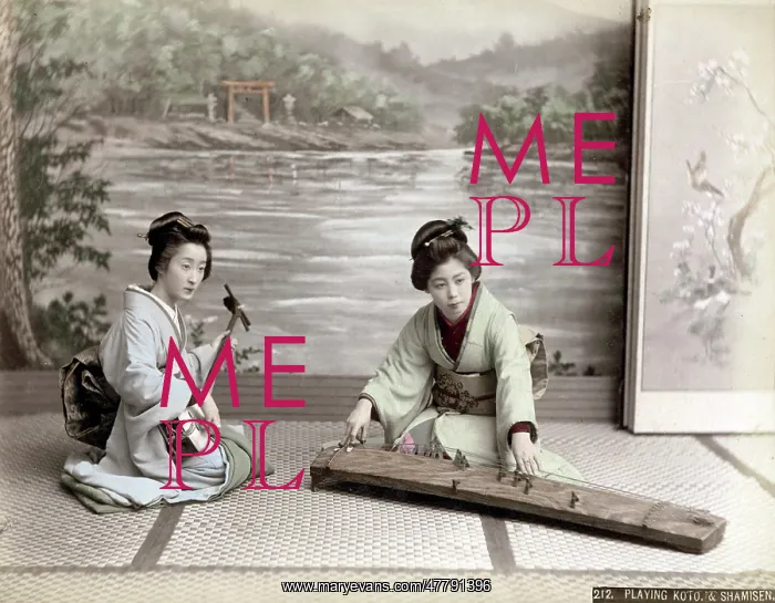 : c.1880s Japan - geishas playing musical instruments : c.1880s Japan - geishas playing musical instruments
