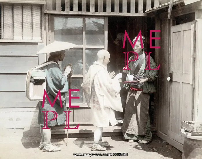  : c.1880s Japan - pilgrims begging for alms