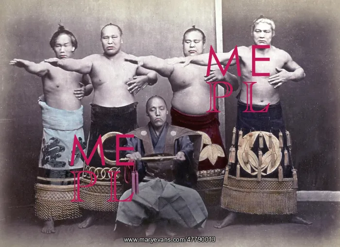  : c.1880s Japan - sumo wrestlers and referee