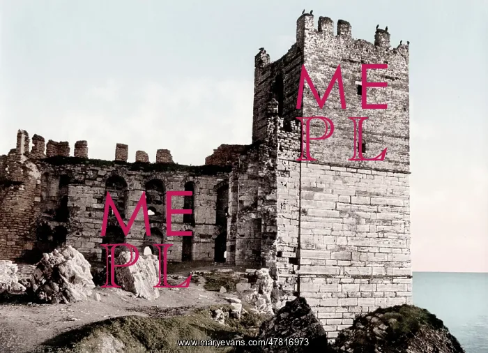 : c.1890s Turkey ancient castle tower : c.1890s Turkey ancient castle tower