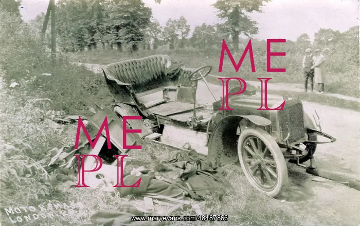 : C1905 Argyll Vintage Car Accident, London Road, Guildford, E : C1905 Argyll Vintage Car Accident, London Road, Guildford, E