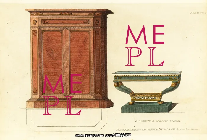: Cabinet and dwarf table, 1813 : Cabinet and dwarf table, 1813