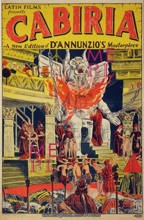 : Cabiria. Motion picture poster for the film Cabiria shows a scene where : Cabiria. Motion picture poster for the film Cabiria shows a scene where