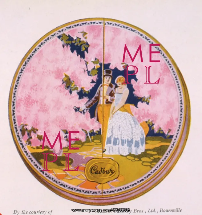 : Cadbury chocolate box lid with pink blossom : Cadbury chocolate box lid with pink blossom