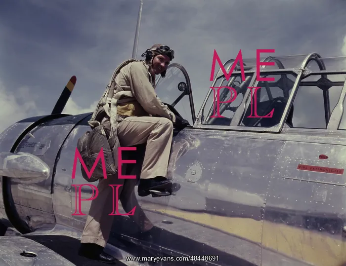 : Cadet posing by cockpit of plane at Naval : Cadet posing by cockpit of plane at Naval