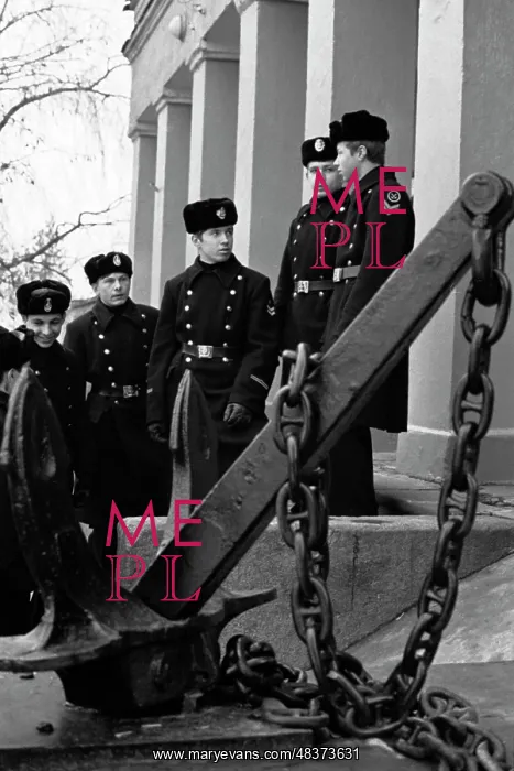 : Cadets. RYBINSK, USSR. December 8, 1976. Cadets on the porch of the Rybinsk River College : Cadets. RYBINSK, USSR. December 8, 1976. Cadets on the porch of the Rybinsk River College