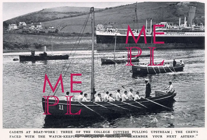 : Cadets at boat work, River Dart : Cadets at boat work, River Dart