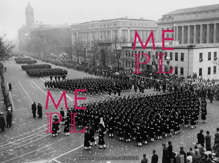  : Cadets from the U.S. Navel Academy marching in