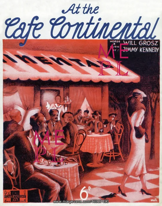 : At the Cafe Continental music sheet cover : At the Cafe Continental music sheet cover