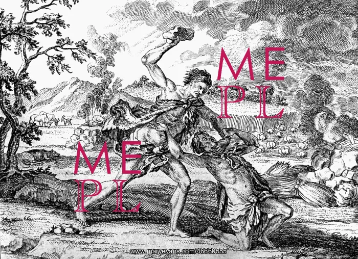 : Cain and Abel, biblical characters, Cain is slaying : Cain and Abel, biblical characters, Cain is slaying