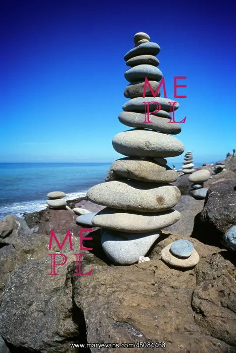 : Cairns of Stacked Stones Pebbles Create a Zen Tower : Cairns of Stacked Stones Pebbles Create a Zen Tower