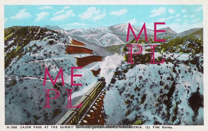 : Cajon Pass on Coast Range with train, California, USA : Cajon Pass on Coast Range with train, California, USA