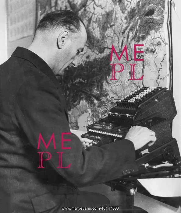 : Calculator at a weather station, 1932 : Calculator at a weather station, 1932