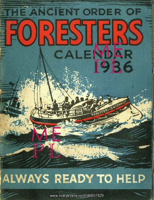 : Calendar cover, The Ancient Order of Foresters : Calendar cover, The Ancient Order of Foresters