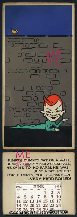 : Calendar design - Humpty Dumpty : Calendar design - Humpty Dumpty