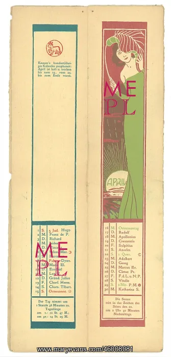  : Calendar sheet April, 1900