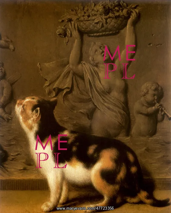 : Calico Cat looking at Bas-Relief