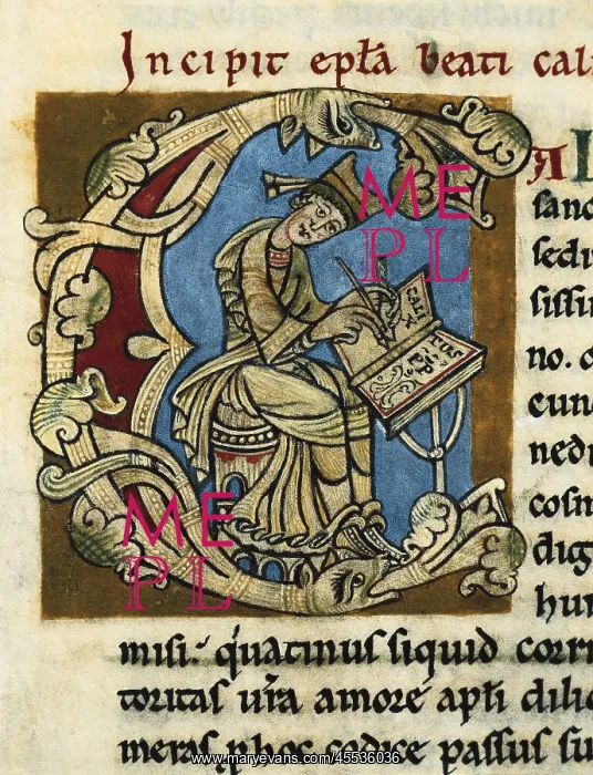 : Calixtine Code. beg. 12th c. Page 1. Initial : Calixtine Code. beg. 12th c. Page 1. Initial