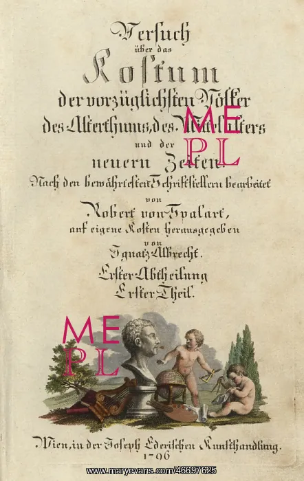 : Calligraphic title page with a bust of Winkelmann : Calligraphic title page with a bust of Winkelmann