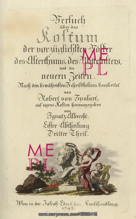 : Calligraphic title page with a putto crowning : Calligraphic title page with a putto crowning